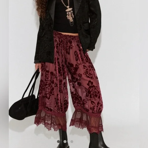 NWT FREE PEOPLE FOREVER YOUNG BURNOUT PANTS - Picture 1 of 4